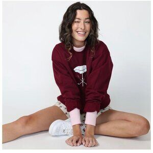 Byrdie Golf Social Wear Split Seam Sweatshirt Burgundy Size Large